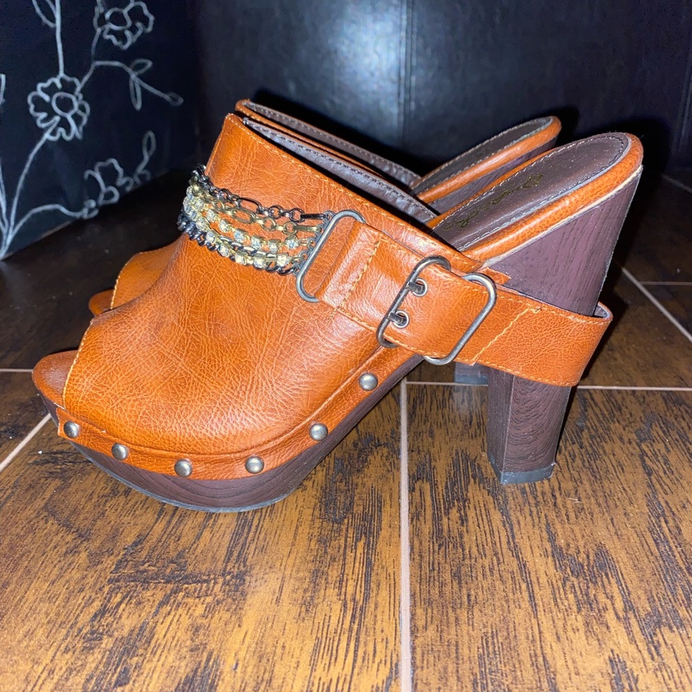 Brown Platform Clogs - image 2